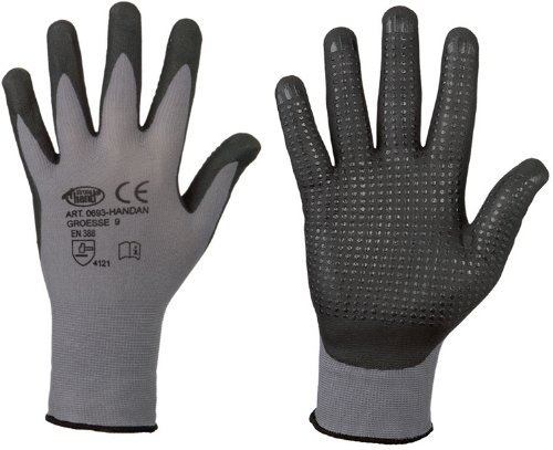 stronghand® Handan Nylon-Strick-Handschuhe (12er Pack) - EN388 CE Cat 2 - benoppt - grau - Gr. 7