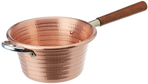 Pentole Agnelli COCM65M24 Poêlon avec Manche en Bois, Cuivre, 24 cm