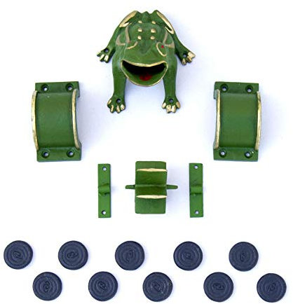 CADENAS ® - Frosch-Spiel, Kröte-Spiel, Toad in The Hole Game, mit 10 Tokens, beliebten, traditionellen, einheimischen, regionalen, Gusseisen, Mühle, Brücke, Eiben, Kröte im Loch