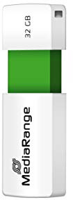 MediaRange USB 2.0-minne 32 GB – Color Edition, mini USB-flash-enhet med skjutmekanism, extern minnesexpansion med läshastighet på upp till 15 MB/s, färg grön