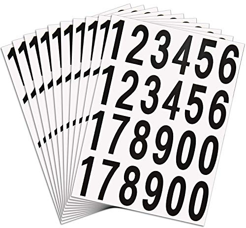 10 Feuilles Autocollants Numéros Numéros de Boîte aux Lettres Nombres Auto-Adhésif en Vinyle pour Panneaux de Résidence et de Boîte aux Lettres (2 Pouces)