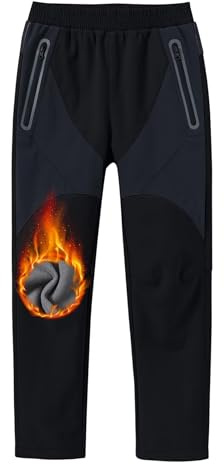 MoFiz Pantaloni Trekking Bambino Softshell Neve Sci Ragazzo Impermeabili Invernali Escursionismo Nero 10-12 Anni