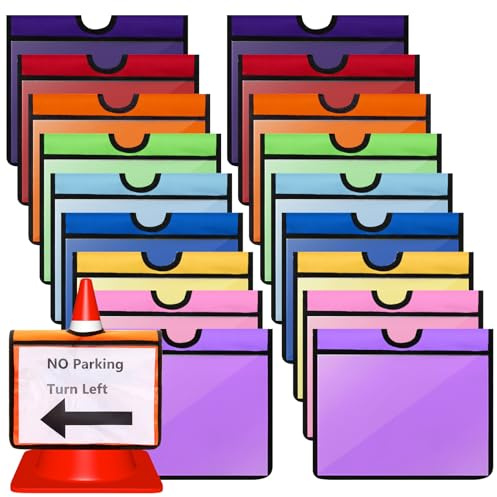 Set of 18 Traffic Cone Sleeve for Caution Traffic Cone Covers with Pockets Safety Message Sign Sleeve for Outdoor Signals Sports Activity Warning Sign Training (Multicolor)