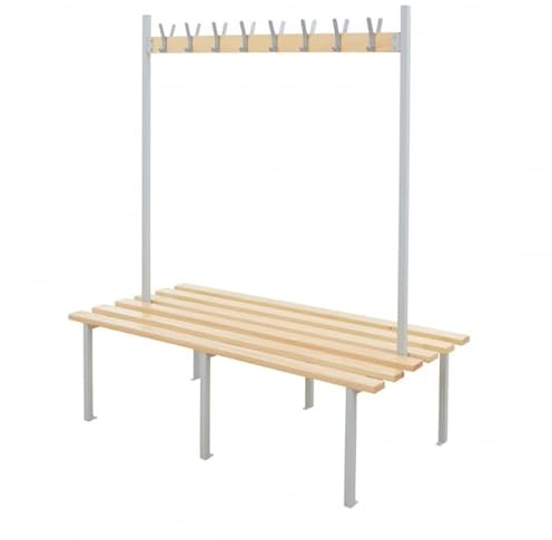 BiGDUG Essentials Changing Room Bench - Double Sided Bench with 16 Hooks - 1750h x 1500w x 780d mm