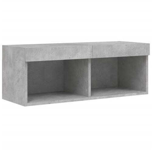 vidaXL TV Schrank, Fernsehschrank mit LED-Leuchten, Lowboard HiFi Schrank mit viel Stauraum, Wandmontage Fernsehtisch TV Möbel, Betongrau