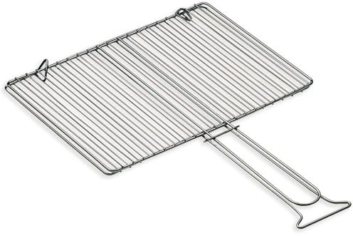 Marvin Graticola Griglia Accessori Rettangolare Camino Brace Barbecue da Campeggio Balcone Giardino Esterno Carbonella Doppia con Piedini Manici Acciaio Cromato Alimenti Hamburger (35x40)