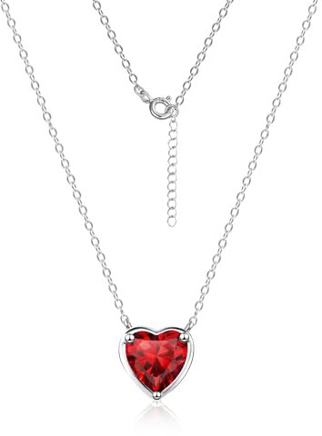 ALEXCRAFT Collanina Argento 925 Donna con Ciondolo Cuore Collana Cuoricini Girocollo Argento Collana Cuoricino Rosso 925 Portafortuna Estiva