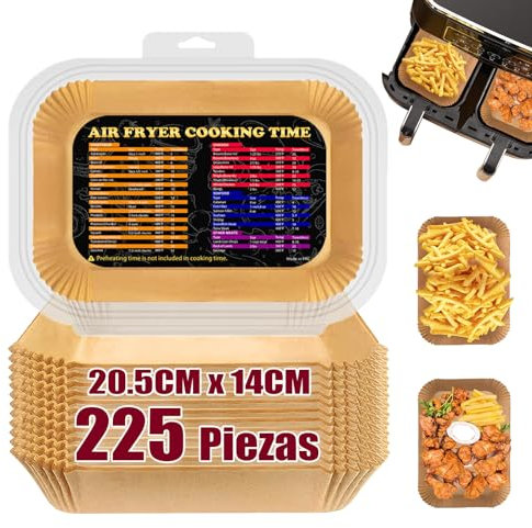 225 Stück Backpapier für Heißluftfritteuse Ninja Dual Zone, Rechteckig Antihaft, Kompatibel mit Ninja AF300EU, AF400EU und Anderen Dual Zone Heißluftfritteusen