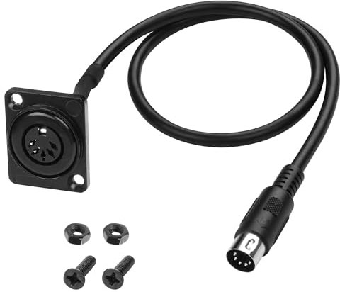 MEIRIYFA MIDI DIN 5Pin Extension Cable Cord, D-Type Panel Mount DIN 5 PIN Audio Adapter Cable for Keyboard Synthesizer, Organ, Electric Piano, MIDI Guitar - 53CM (Female to Male)