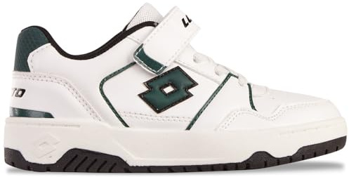 Lotto Sneaker Unisex per Bambini Boxscore K, Bianco Verde, 27 EU