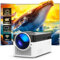 HY450 Android Proyector Portátil Videoproyector 1080P 4K Proyector Supote WiFi y Bluetooth, Enfoque Eléctrico Automático 700 ANSI Proyector de Alcance ultracorto, Memoria de 2+32GB, Proyector casero