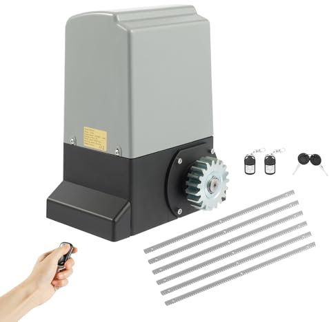 OUBUBY Schiebetorantrieb Set bis 800KG Oder 12M Schiebetor Hoftorantrieb 370W Garagentorantrieb mit 2 Fernbedienung Toröffner & 6 Zahnstangen Sliding Door Actuator, Auto-Stop Schließfunktion