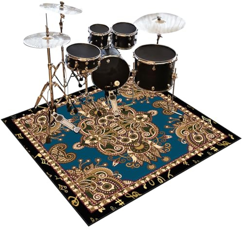 Drum Rug Non-Slip Drum Carpet Electronic Drum Mat Soundproof Drum Blanket Rectangle 120 x 100 cm Drum Piano Carpets Drum Rugs Mats Soundproof Rugs for Home Instrument Practice & Stage Performances
