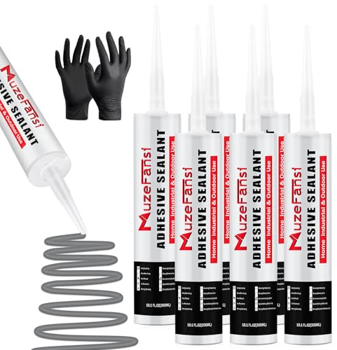Concrete Crack Repair Sealant, Crack Joint Filler, Waterproof Self-Leveling Concrete Repair Sealant for Sealing Horizontal Surfaces Expansion Joints, 10.1 fl. oz (6 Pack, Gray)