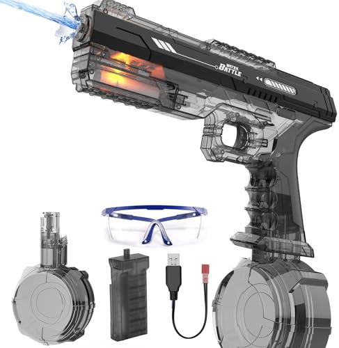 Skirfy Pistola de Agua Eléctrica – Alta presión, Impermeable, con luz LED y Gran Capacidad. Ideal para Verano al Aire Libre,SF666-35.
