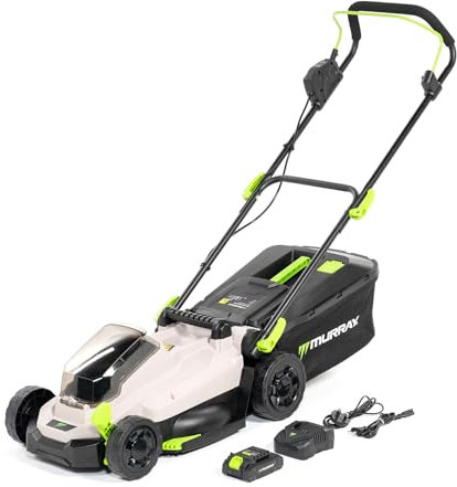 Murray Cortacésped Inalámbrico 20V Li-Ion con Motor de Inducción 2900/min MU-BAT-LM33-KIT – Ancho de Corte de 33 cm, Recogedor de Césped de 32L – 5 Niveles – Mulching, Trasera, Recogedor