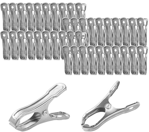 Storystore 40 Pack Garden Netting Clips, 5.5cm Metal Clothes Pegs Versatiles Greenhouse Clips, Strong Grip Large Opens Metal Pegs for Washing Line Towel Sock Clothes Greenhouse Netting Food Sealing