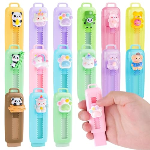 Muyohix 16 Piezas Gomas de Borrar para Niños, Push-Pull-Goma de Borrar Niños, Juguetes Piñatas de Cumpleaños Infantil, Regalos Cumpleaños Niños Colegio, Regalitos Cumpleaños Invitados Niños