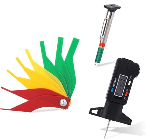 3uds Medidor de Profundidad de la Banda Rodadura Neumáticos, Medidor Profundidad Digital Neumaticos para Motocicletas Coches Camiones y Autobuses