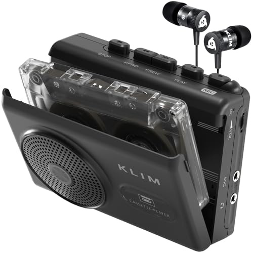 KLIM K9 Kassettenspieler – Tragbarer Cassette Player & Kassettenrecorder mit Lautsprecher, Mikrofon & Kopfhöreranschluss, Batteriebetrieben, Inkl. Kopfhörer
