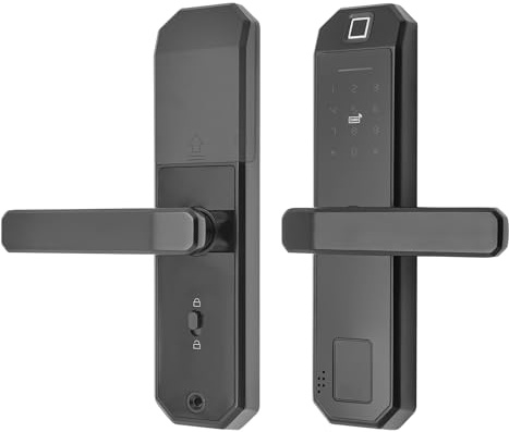 Cerradura de puerta negra con huellas dactilares, cerradura electrónica para puerta con huella digital y entrada de teclado, para apartamentos, hoteles, oficinas