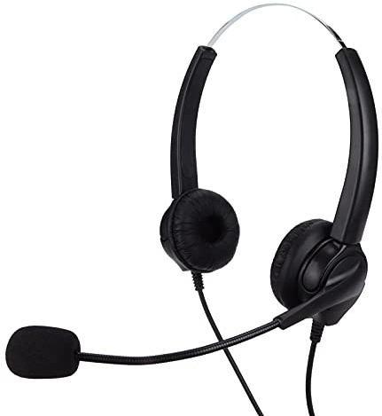 BONKZEBU Casque Filaire Professionnel avec Microphone pour Centre D'appels, Bras en Acier Inoxydable pour Les Gens d'affaires, Plug and Play pour Téléphones Fixes/de Bureau (VH530D-RJ9 (Les Deux