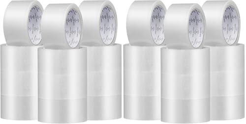 REQUISITE NEEDS Heavy Duty Strong Packaging Tape, Great For Packing, Shipping & Moving, 12 Rolls (48mm x 66m) For Industrial and House Hold Uses (Clear) (Pack of 2)