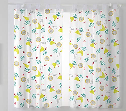 Martina Home Pack 2 Cortinas con Visillo para Cocina Modelo Gallinas,Medida 100 x 140 cm, Color Amarillo