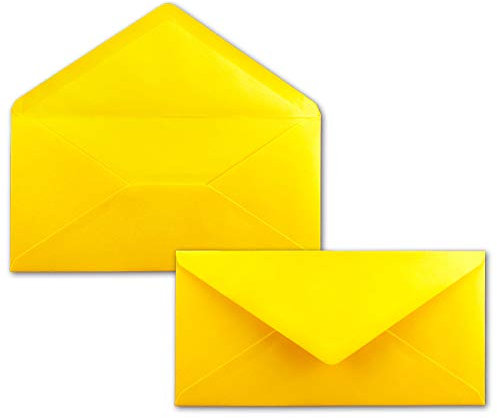 25 Brief-Umschläge Honig-Gelb DIN Lang - 110 x 220 mm (11 x 22 cm) - Nassklebung ohne Fenster - Ideal für Einladungs-Karten - Serie FarbenFroh
