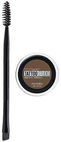 Maybelline TattooStudio Brow Pomade Long Lasting, Buildable, Eyebrow Makeup, Medium Brown, 1 Count