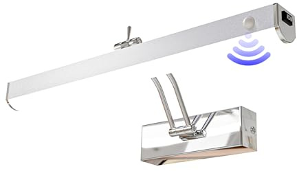 FREEDL LED Mirror Bathroom Light with Motion Detector, Over Mirror Light with Switch, Modern Bath Lamp Wall Light Adjustable Angle Stainless Steel Mirror Cabinet Light Waterproof, 6000K,29CM6W