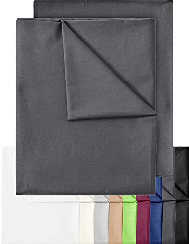 GREEN MARK Textilien 2er Pack Klassische Bettlaken Betttuch Laken Leintuch Haustuch 100% Baumwolle ohne Gummizug vielen Größen und Farben Größe: 180x275 cm, anthrazit grau