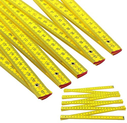 Curqia Yellow Folding Wood Rule Two Meters Foldable Ruler Measuring Stick