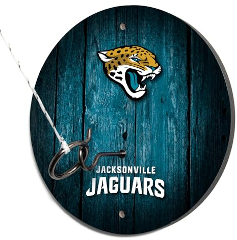 Solid Wood NFL Hook & Ring Toss Set with Direct Print HD Team Graphics – Easy Hang Hook and Ring Toss Target – Great Gift for Any Football Fan! Ring Toss Family Game for a Game Room, bar or Garage!