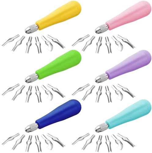 Umigy 24 Pack Craft Linoleum Cutter Kit Carving Tools Assortment Linocut Tools Block Cutters for Block Printing, Assorted Colors