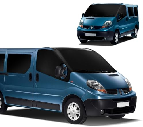MaxEarn pour Renault Trafic 2001-2014 Couverture de pare-brise de voiture, protection solaire et pare-brise imperméable 600D pour pare-brise avant, tapis thermo, couverture d'obscurcissement anti-UV