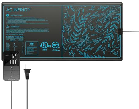 AC Infinity SUNCORE H3 – Heizmatte 25 x 52,7 cm mit digitalem Thermostat, wasserdicht, für Indoor-Gartenbau, Hydroponik, Keimung und Stecklingsvermehrung