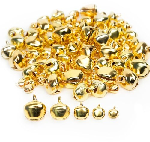 Qiantull 200 pezzi Piccole campanelle Mini schelle Campane in metallo per il fai da te in rame antiruggine, suonanti, Bells per il fai da te, Natale, stecche di campanelle, matrimonio, decorazioni