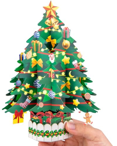 CNLITIHEKA Christmas Tree Pop Up Card, 3D Popup Christmas Cards, Xmas Tree Cards, Gift For Xmas or Holidays, with Envelope.