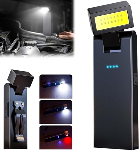 GOMETY Lampe de poche LED, petite lampe de travail COB avec pied magnétique et clip à boucle pour camping, entretien, randonnée, urgence et avertissements de sécurité