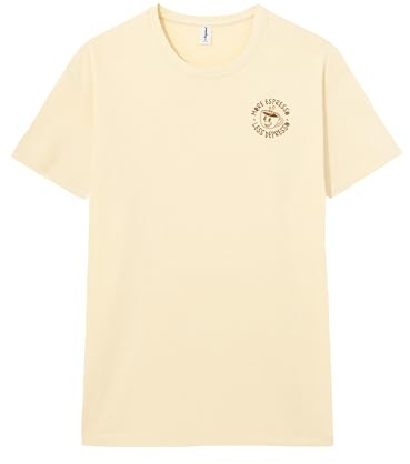 Pampling Camiseta de Manga Corta, 100% Algodón, Doble Impresión, Ropa Unisex para Hombre y Mujer, Serigrafiada con Cuello Redondo y Corte Recto, Color Beige (More Espresso, XL)