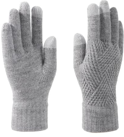 Vinterhandskar med pekskärm för kvinnor, förtjockade vinterhandskar, dubbla lager pekskärm stickade handskar för vinter, förtjockade med sammet, Ljusgrå, one size