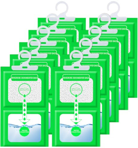 XUNIVERS Pack de 10 Absorbeur d'humidité,Sachet absorbeur d'humidité pour éliminer l'humidité et les mauvaises odeurs des armoires,des chambres,anti humidité maison,la salle de bain et la voiture.