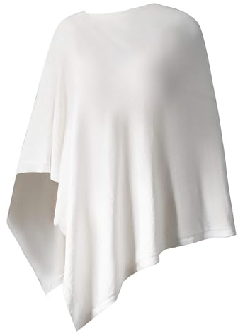 Lacretazhi Women's Shawl Wraps Lightweight Knitted Poncho Sweater Versatile Cape Cardigan Accessories for Autumn Winter Spring(White)