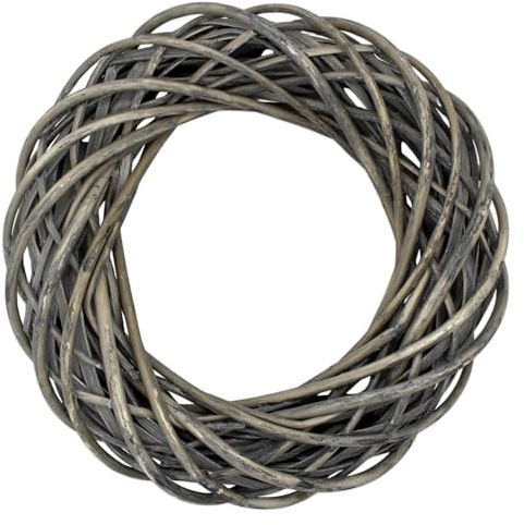 Couronne décorative en osier gris - 30 cm - Couronne en rotin à décorer - Couronne de porte - Couronne de table - Couronne de l'Avent - Couronne décorative en bois tressé pour décorer