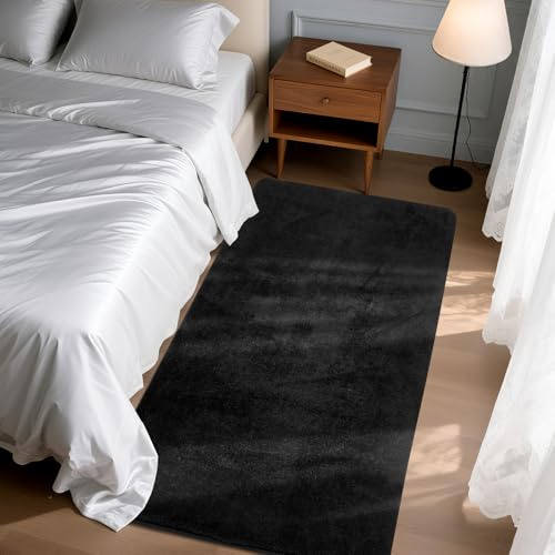 Puremy Alfombras Pasillo Largas de Salónde Pelo Corto, Mullida, Lisa, Moderna y Suave Alfombra Pie de Cama para Noche, Dormitorio, HabitacióN Infantil, 80 X 150 Cm, Gris Oscuro
