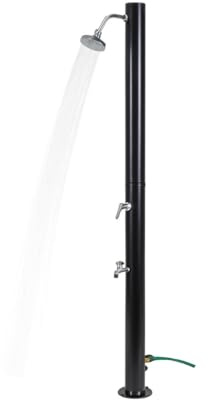 KZ GARDEN - Utomhus soldusch 20 L höjd 217 cm 3,5 bar Ø 15 cm svart handtag och blandare krom trädgårdsdusch pool strand