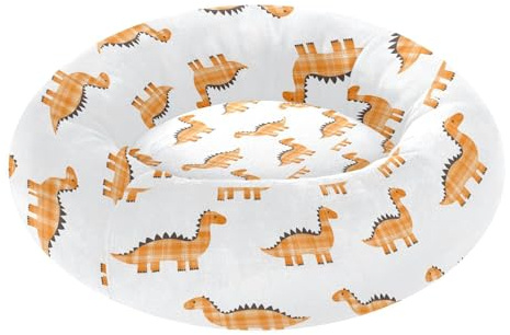 SyXIOP Orange pläd söt dinosaurie lindrar stress husdjur kattbädd fluffigare ortopedisk hundbädd för extra liten storlek husdjurstillbehör kosas för perros pequenos