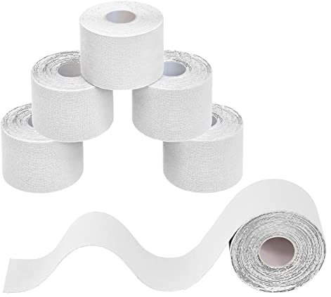 BB Sport 6 Rotoli Nastro Kinesiologico 5 m x 5,0 cm Diversi Colori E-Book Esempi Applicazione Tape Kinesiologico Muscolare Cerotto, Colore:bianco