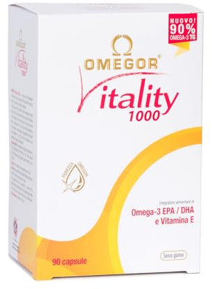 Omega 3 Capsules High Strength - OMEGOR Vitality 1000 Omega3 Supplement with 535mg EPA and 268mg DHA for Heart, Brain and Eye Vision - No Fishy Aftertaste (90 Softgel Caps)